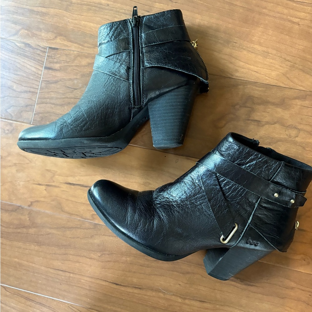 boc Black Leather Ankle Booties